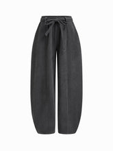 Corduroy High Rise Barrel-leg Trousers With Belt