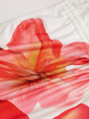 Floral Graphic Drawstring Asymmetrical Hem Bandeau Top