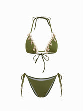 Halter Neckline Starfish Shell Knotted Tie Side Bikini Set