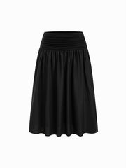 Mid Rise Ruched Drawstring Flared Maxi Skirt Curve & Plus