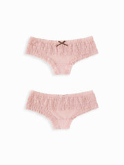 5 PCS Lace Mid Rise Lettuce Trim Bowknot Brief