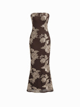 Jacquard Bandeau Floral Mermaid Maxi Dress