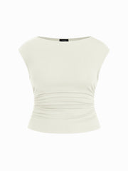 Boat Neck Ruched Tank Top Curve & Plus