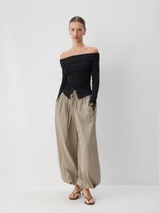 Cotton-blend Mid Rise Plaid Drawstring Jogger Trousers