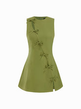 Cotton-blend Round Neckline Knotted Split Mini Dress