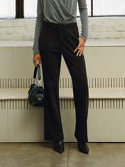 Mid Rise Zipper Flared Trousers