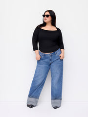 Mid-Rise Straight Leg w/ Foldover Cuff Curve & Plus