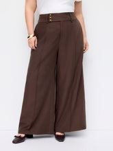 Mid Rise Metal Detail Wide Leg Trousers Curve & Plus