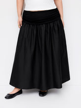Mid Rise Ruched Drawstring Flared Maxi Skirt Curve & Plus