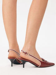 TWO-TONE BOWKNOT SLINGBACK STILETTO HEELS