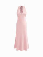 Satin V-neck Backless & Bowknot Mermaid Maxi Dress