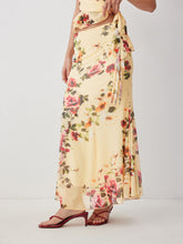 Floral Mesh Mid Rise Mermaid Maxi Skirt