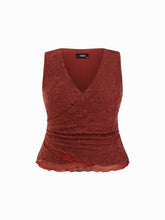 V-neck Floral Lettuce Trim Tank Top Curve & Plus