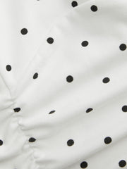Cotton Polka Dot Halter Neck Ruched Tie Back Top