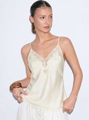 Satin V-neck Lace Cami Blouse