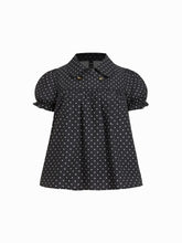 Cotton-blend Plaid Puff Sleeve Oversized Blouse