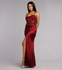 Anya Sequin Beaded Satin Mermaid Dress