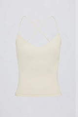 Cross-Back Tank Top In Cream