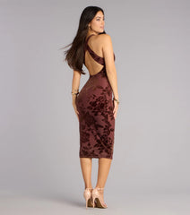 Petal Imprint Floral Bodycon Midi Dress