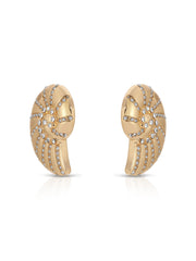 Crystal Studded Nautilus Shell Earrings