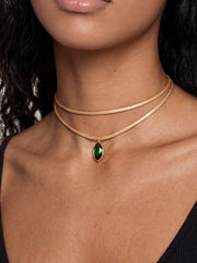 Marquise Emerald Cord Necklace