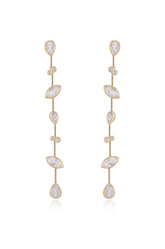 Falling Bezel Crystal Dangle Earrings