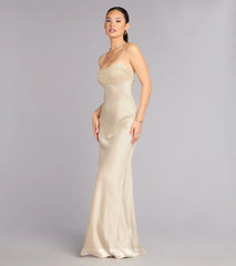 Carrie Satin Sequin Lace-Up Formal Dress