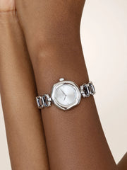 Open Circle Bracelet Watch in Silver