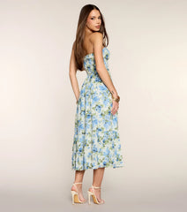 Fresh Cut Florals Strapless Midi Dress