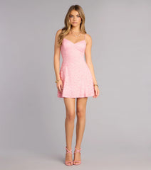 Romantic Notion Glitter Lace-Up Mini Dress