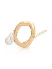 Open Circle Pearl Barrette