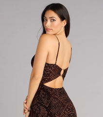 Arli Snake Velvet Burnout Mermaid Dress