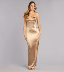 Kellie Satin Corset Lace-Up Formal Dress