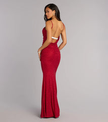 Amelie Ruched Glitter Knit Mermaid Dress