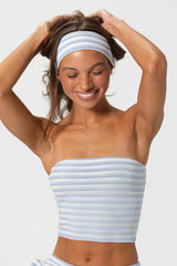 Ribbed Jersey Headband In Blue Stripe