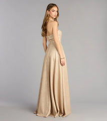 Klaudia Glitter A-Line Slit Formal Dress