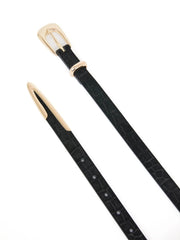 Modern Saddle Belt in Black Croc