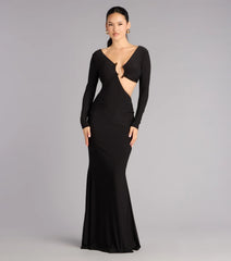 Barbara Long Sleeve Cutout Formal Dress