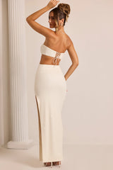 Embellished Cut Out Maxi Dress In White