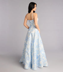 Jackie Floral Satin A-Line Ball Gown
