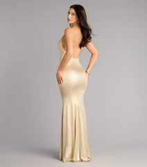 Teresa Metallic Rhinestone Open Back Formal Dress