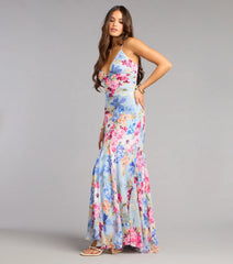 Flirty Rsvp Floral Chiffon Maxi Dress