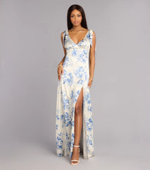Lizzie Floral Satin A-Line Formal Dress