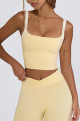 Cropped Tank Top In Lemon Marl