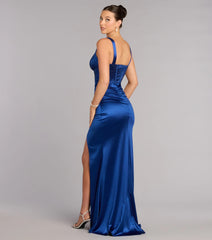 Aurora Satin Rhinestone Corset Formal Dress