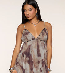Miss Me Yet Abstract Babydoll Mini Dress