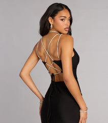 Eve V-Neck Rhinestone Lace-Up Formal Dress