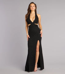 Esther Glitter Cutout Slit Formal Dress