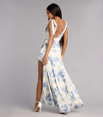 Lizzie Floral Satin A-Line Formal Dress
