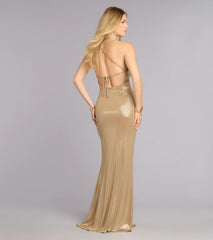 Kiley Foil Strappy Mermaid Formal Dress